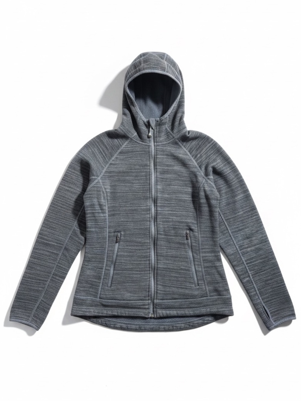 L.L. Bean Polartec Space Dye Fleece Hoodie Outdoor Hiking Jacket Gray Small